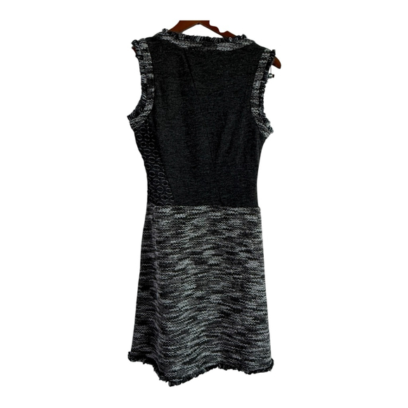 Whish Gray Knit Sweater Dress S Fringe Rosette Detail Artsy Textured Boho - Picture 9 of 11